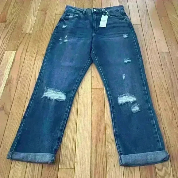 Ardene Women's Boyfriend Jeans Size 1 Dark Wash Blue - Picture 1 of 12